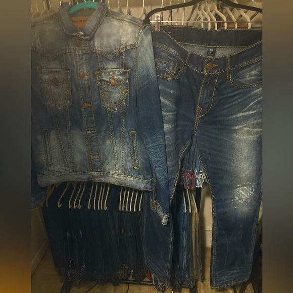 Rare! Ricky/Jimmy cable-stitch denim-set in “MIDNIGHT WAREHOUSE”wash,size 31 & M